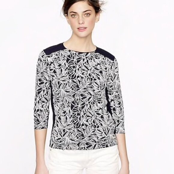 J. Crew Embroidered Wildflower Top Navy Blue Sz XS - Picture 3 of 13